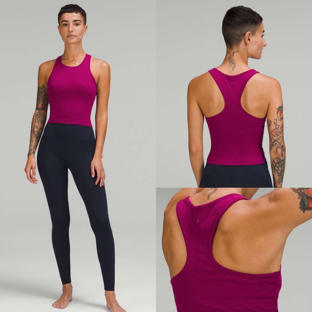 lululemon | Ebb to Street Cropped Racerback Tank Top | Magenta Purple | Size 6